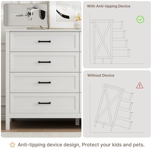 Image of LYNSOM Farmhouse 8 Drawer Dresser for Bedroom, 55 Inch Wide Wood Rustic Chest of Drawers with X-Marking & Bar Handle, Large Storage Dressers Organizer for Bedroom, Living Room, White
