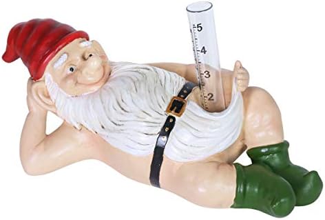 Exhart Garden Gnome, Rain Gauge Naked Gnome Statue, Funny Outdoor Decoration, Rain Ralph, 14 x 6 x 5.5 Inch