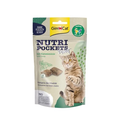 GimCat Nutri Pockets Insekt & Katzenminze - Knuspriger Katzensnack mit funktionalen Inhaltsstoffen - 1 Beutel (1 x 60 g)