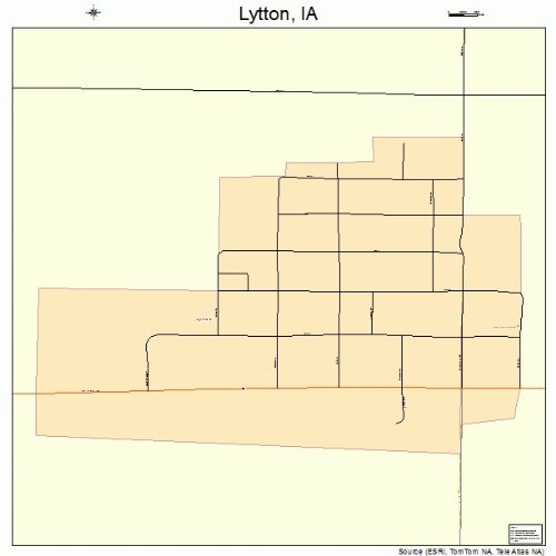 Large Street & Road Map of Lytton, Iowa IA Printed poster size wall
