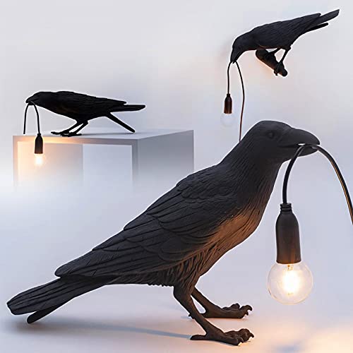 image for JSKEI Resin Lucky Bird Crow Wall Lamp Table Lamp Night Light Bedroom B
