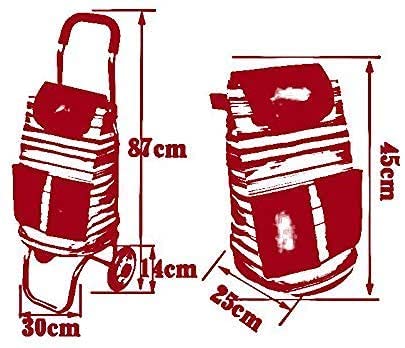 QHYTL Einkaufstrolley Multifunktions-Einkaufswagen Aluminiumlegierung 2 Räder Anhänger Faltbare wasserdichte Tasche D… – Bild 3