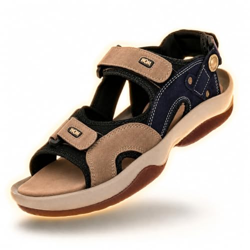 Image of Centrino Sandals for Men |Comfortable Sandals with Grip Insole & Quality|Flat Casual Sandals With Adjustable Velcro Closure For Easy Wear With Flexible Fitting And Trendy | Stylish Men's Casual Sandal With Unique Sole Design for Office & Travel (3263)