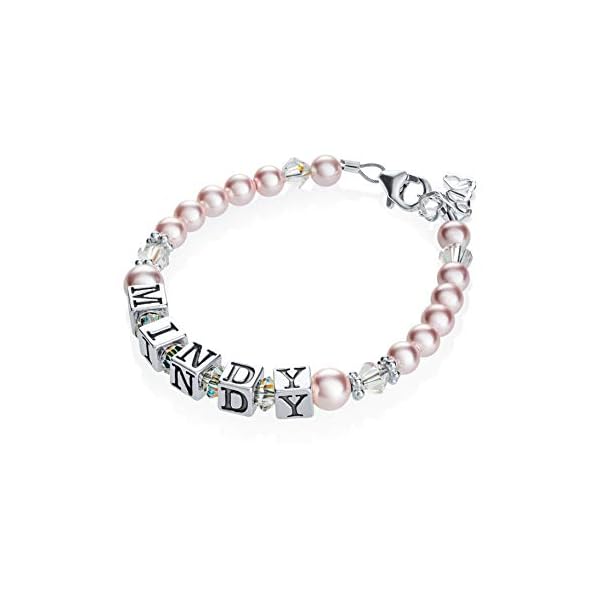 Personalized-Name-Luxury-Sterling-Silver-with-Pink-European-Crystal-Baby-Girl-Keepsake-Bracelet-BPNP Personalized Name Luxury Sterling Silver with Pink European Crystal Baby Girl Keepsake Bracelet (BPNP_M)
