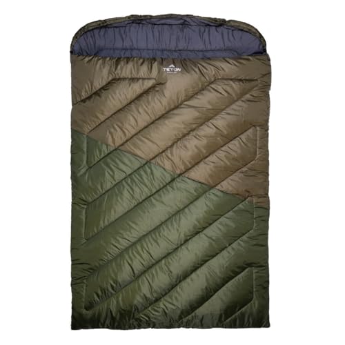 Teton Mammoth, 0 Degree Double Sleeping Bag, A Warm Bag The Whole Family can Enjoy. Great for Camping, Hunting and Base Camp. Compression Sack Included