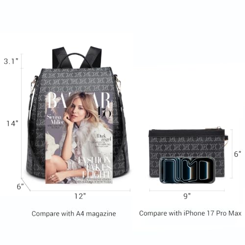 Image of MKP Women Fashion Backpack Purse Multi Pockets Signature Anti-Theft Rucksack Travel Ladies Shoulder Bag Handbag 2Pcs