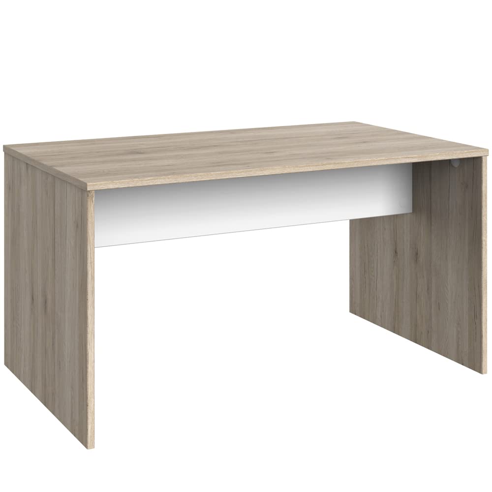 Lomadox Schlafzimmer Jugendzimmer komplett Set mit Eckkleiderschrank, begehbar und beleuchtet und inkl. Schreibtisch und Bücherregal Set in Eiche Nb. mit weiß