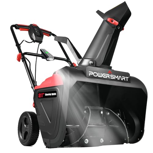 PowerSmart 21-Inch Corded Snow Blower, Electric Snow Blower with 15-Amp Motor and LED Light