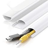 Yecaye 42.5in Cord Cover, Self-Adhesive Cord Hider for 1-2 Cords, Half Round Cord Covers for Wires on Wall, Curved Wire Hiders for TV on Wall, 3xL14.2in, W1.18 x H0.43in, White