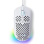 TMKB Falcon M1SE Ultralight Honeycomb Gaming Mouse, High-Precision 12800DPI Optical Sensor, 6 Programmable Buttons, Customizable RGB, Drag-Free Paracord, Ergonomic, Wired - Matte White