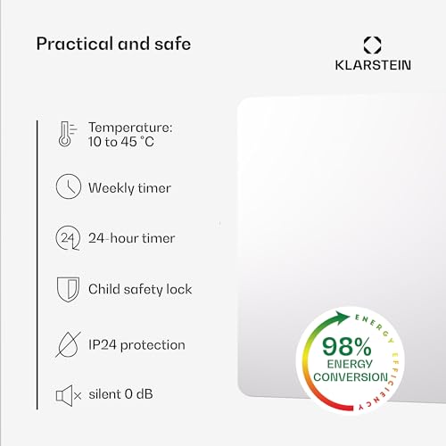 Klarstein Infrarotheizung mit Thermostat, 900W Elektroheizung, Smart Home Infrarotheizung zur Wandmontage, IR mit Fernbedienung & Erkennung Offener Fenster, Effizienter Feuchtraum Heizkörper CO2- Frei-4