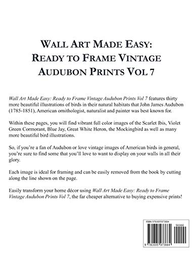 Wall Art Made Easy: Ready to Frame Vintage Audubon Prints Vol 7: 30 Beautiful Illustrations to Trans
