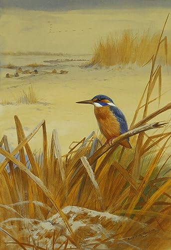 Impression d'affiches Archibald Thorburn Toile Pêcheur Roseaux 60x90cm