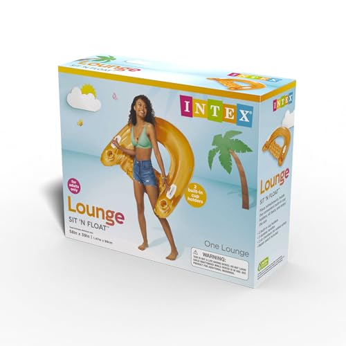 INTEX 58859EP Sit 'N Float Inflatable Pool Float: Pool Lounge with Built-in Cup Holders – Heavy-Duty Handles – 220lb Weight Capacity – 58" x 39" – Colors May Vary by Intex - Image 9