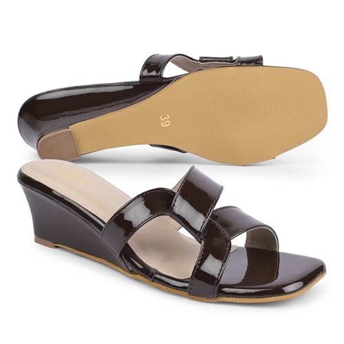 Image of Women Girls Comfortable Slip-On Glossy Sandals - Stylish All Day Comfort Ladies Footwear for Daily Wear