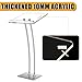Acrylic Podium Lectern with Iron Base - Durable & Transparent Stand for Churches, Conferences, Classrooms, Weddings, and Events - 10mm Thickened Top with Storage Shelves and Pen Slot (Silver)