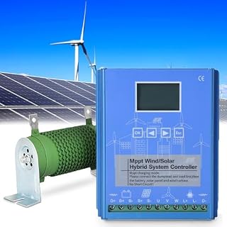 Windkraftanlagen-Generator-Set mit Laderegler, vertikale Stromerzeugungsanlage, 20000-W-MPPT-Solarladeregler mit LCD-Display, hybrides Wind- und Solarenergiemanagement, 12-V-Energiesystem, e