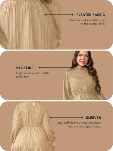 Image of Leriya Fashion Women's Black Pleated Mini Dress | Long Sleeve Flared Fit | Western Style Short Dress for Party, Casual, Office