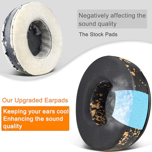 Image of SOULWIT Cooling-Gel Earpads Replacement for Skullcandy Hesh & Hesh 2 Wireless Over-Ear Headphones, Ear Pads Cushions with Noise Isolation Foam - Black Gold