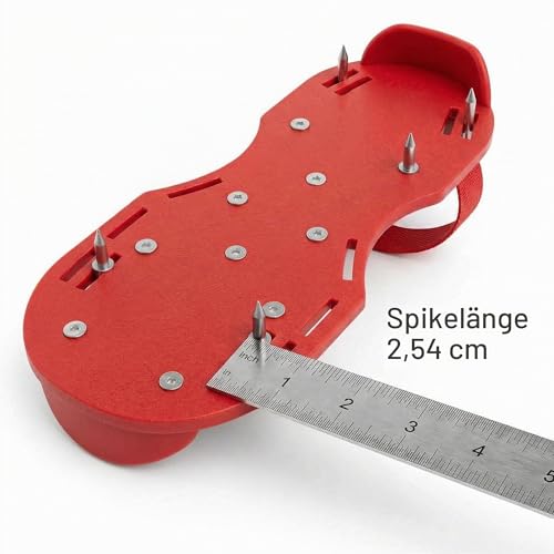 QWORK® 1 Paar Nagelschuhe Profi, Nagelsohle Estrichschuhe mit 25mm Spikes, Perfekt für Epoxidböden, Überzüge, Abdeckung, Rote Farbe,(1 Paar)