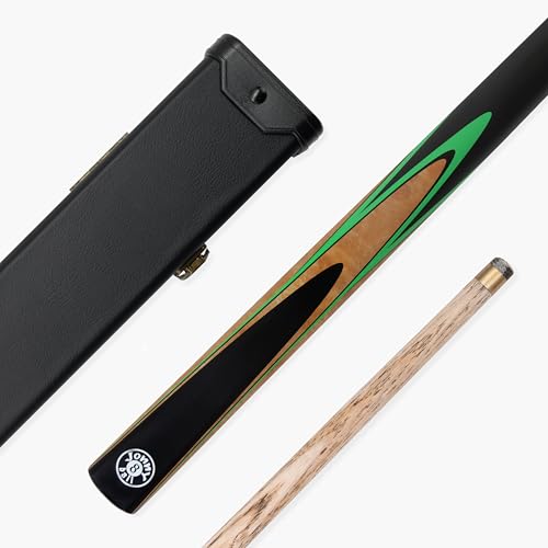 Jonny 8 Ball VANQUISH 42 Inch 2 Piece Centre Jointed Junior Kids Snooker Pool Cue 10mm Tip (Green with Hard Case)