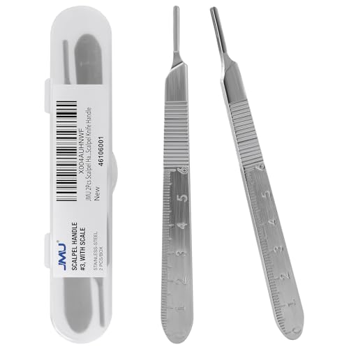 JMU 2 Pcs Scalpel Handle No 3, Stainless Steel Dermaplane Handle for Blades No. 10 10R 11 12 13 14 15 15A and 15C