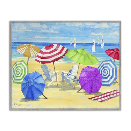 Umbrella Coast Beach Landscape, 16 x 20 Inch Framed Giclée Print