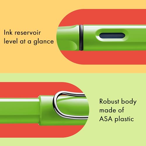 Image of LAMY safari green - Fountain Pen with ergonomic grip & polished steel nib in size EF - ideal for any Writing & Calligraphy - including LAMY T 10 blue cartridge - Right-Handed