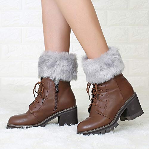 Image of Women Winter Faux Fur Boot Cuff Crochet Knit Boots Socks Short Leg Warmers