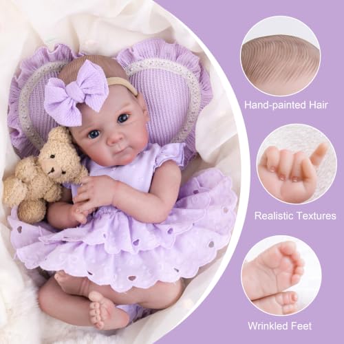 Milidool Reborn Baby Dolls - 20 Inch Realistic Baby Doll Real Life Baby Dolls Lifelike Newborn Baby Doll Girl Soft Body with Feeding Kit for 3+ Years Old Kids Gifts — view 6