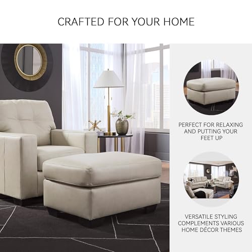 Image of Signature Design by Ashley Leather and Faux Leather Ottoman, Bone