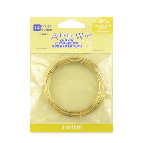 Artistic Wire, 14 Gauge Tarnish Resistant Brass Craft Wire, 10 ft