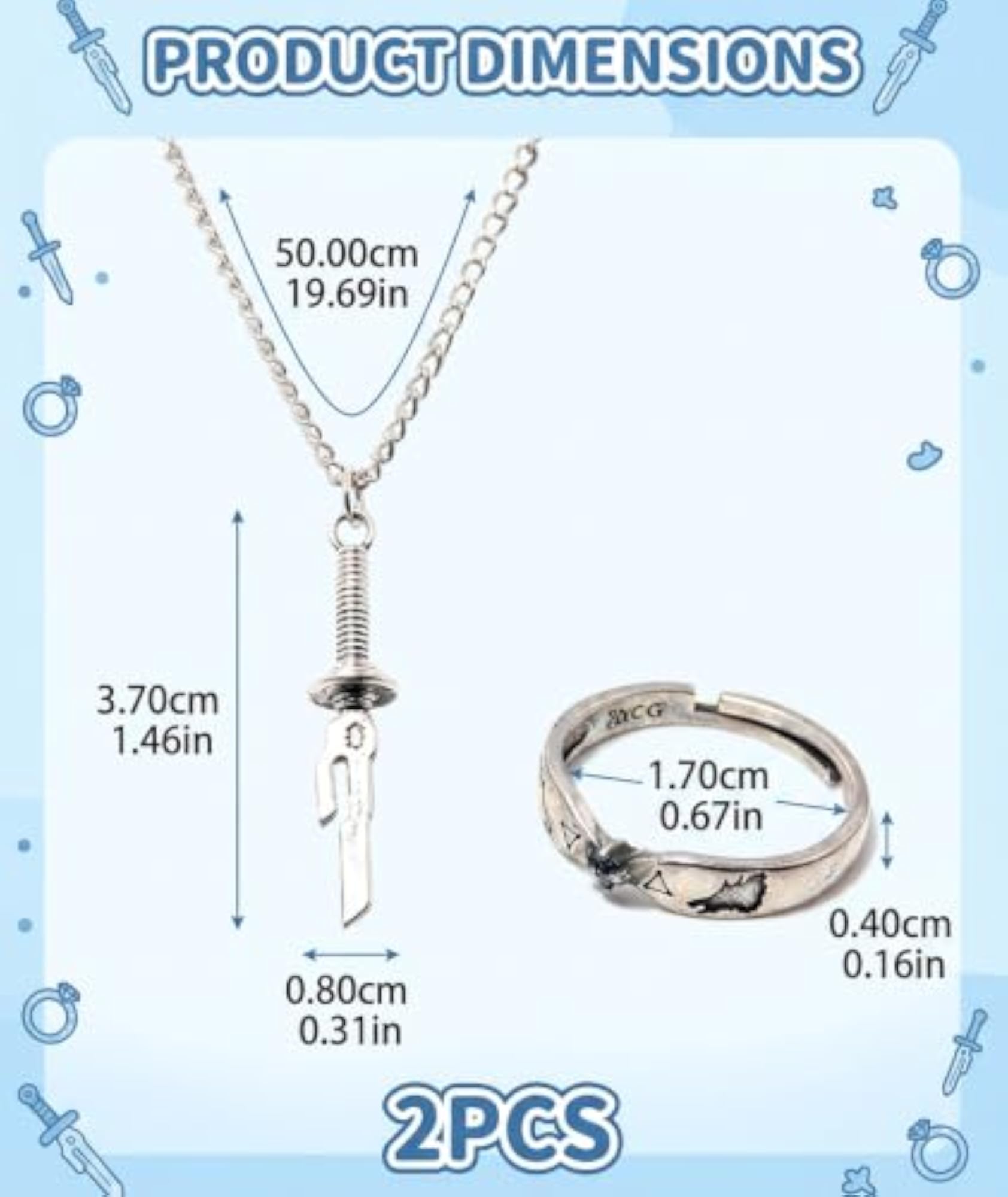 Anime Accessories Set for Men, Chain and Ring Combo