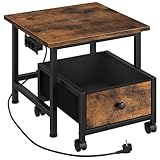 HOOBRO Mini-Kühlschrankständer mit Steckdosenleiste und Aufbewahrung, Mini-Kühlschrankregal mit rollendem Korb, kompakter Kühlschrank Unterschrank, Kühlschrank Untergestell, für Küche EFB355CBX01