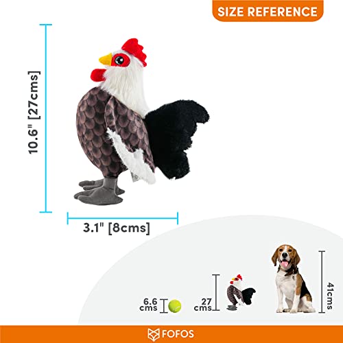 Image of BarkButler x Fofos Rooster Plush - Soft & Squeaky Toys for Dogs, Dog Toys for Medium Dogs (0-20kgs) - White & Black