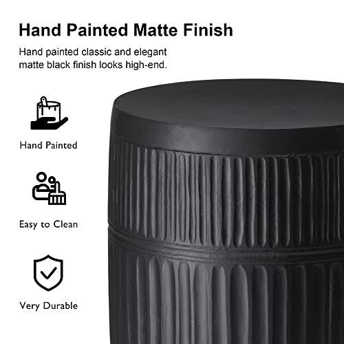Giltzhome Antique Decorative Garden Stool, 18.5”H Heavy Duty Textured Accent Table, Side Table, Plant Stand For Garden Patio Lawn Home Indoor Outdoor, Black #TOP3