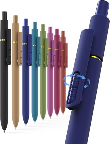 Hiacry 8 Pcs Gel Ink Pens, 0.7mm Fine Point for Smooth Writing Journaling Aesthetic Pens, Black Quick-Dry Long Lasting Fidge Pens, Cute School Office Supplies Gifts for Women (Vintage Black Ink)