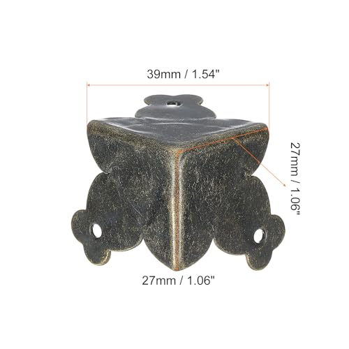 Image of uxcell 8 Pcs Decorative Box Corner Cover, 27mm Metal Edge Guard, Furniture Corner Edges Protector, Bronze