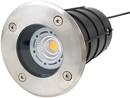 UKEW GU10 LED Recessed Ground Lights - Stainless Steel Marine Grade 316 IP67 Waterproof Buried Uplighters - Underground Lamp for Walkover Drive Pathways (Round)