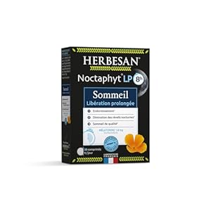 HERBESAN – NOCTAPHYT LIBÉRATION PROLONGÉ- Mélatonine 1.8 mg – Sommeil, réveil nocturne, décalage horaire – 30 comprimés
