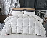 White Cotton Comforter King Size, Cotton Duvet Down Alternative Fill Quilted Duvet Insert, Fluffy, Warm, Soft Medium Weight for All Season Soft Quilted Down Alternative