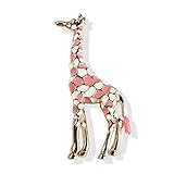 Material: Alloy + Rhinestone Unbekannt Damenbrosche Frau Elegante Brosche Giraffe bunter Emaille-Brosche Wilde Brosche Kragen Abzeichen Kleidung Schmuck-Dekor-Revers Pin (Color : Pink)