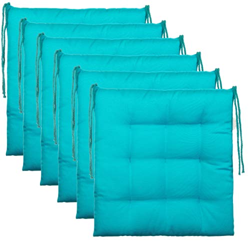 Brandsseller Ensemble de 6 Coussins de Chaise de Jardin/Coussin de siège de Jardin en Polyester - Couleur Turquoise