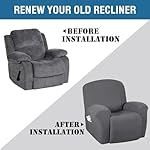 H.VERSAILTEX Super Stretch Recliner Couch Covers Chair Cover Form Fitted Non Slip Reclining Slipcovers for Standard Large Recliner, Soft Thick (1 Pack, Grey) - Image 3