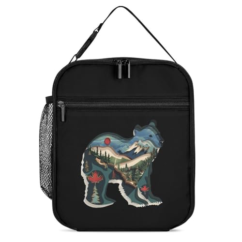 British Columbia Bear Lunch Box for Men Women Insulated Lunch Bags Portable Cooler Tote for Work Picnic