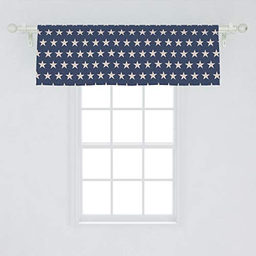 Ambesonne Star Window Valance With Rod Pocket Patriotic Star Of The American Flag Independence Theme Of Freedom Print Curtain Valance For Bedroom Living Room Kitchen Retro Decor 54" X 18" Night Blue #TOP1
