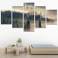 SIGNWIN 5 Panel Canvas Wall Art Modern Art Dramatic Forest Multicolor Photography Romantics Scenic for Home Decorations Ready to Hang - 60