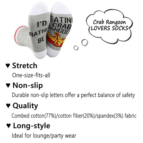 G2TUP 2 Pair Crab Lover Gift I'd Rather Be Eating Crab Rangoon Socks Nautical Ocean Themed Gift Seafood Lover Socks Chef gift3