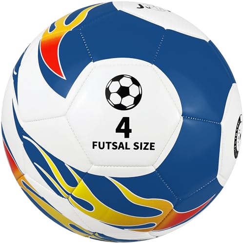 JPHNAN Futsal Ball Size 4 Low Bounce Soccer Ball White/Blue