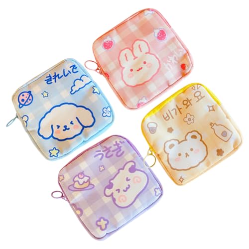 FONDOTIN 4 piezas Bolsa para Compresas Sanitaria Portátil con Cremallera Reutilizable y Resistente para Almacenaje de Productos Femeninos Escuela y Oficina